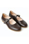 Brown Leather Buckle Ballerinas - 3
