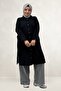 68074 Plus Size Buttoned Low Sleeve Tunic - Black