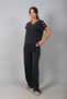 Women's V-Neck One-Shoulder Button Detailed Blouse Elastic Waist Pocketed Wide-Leg Pants Lyocell 2-Piece Set - 3