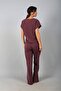 Women's V-Neck One-Shoulder Button Detailed Blouse Elastic Waist Pocketed Wide-Leg Pants Lyocell 2-Piece Set - 4