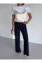 Women's Beige Short Sleeve Crew Neck Satin Ruched Blouse - 2