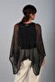 Women's Mesh Knit Asymmetrical Cut Poncho Blouse - 4