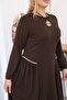 Plus Size Pleated Dress with Stone Detail in Modal Fabric - 7