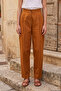 Elastic Waist, Pleated Detail on Front, Paper Touch Trousers 324 Light Brown - 3