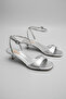 Adaline Women's Silver Single Strap Ankle Strap Low Heel Sandals - 5