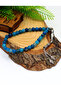 Blue Quartz Sphere Cut Alpaca Tassel Agate Natural Stone Prayer Beads 201025850 - 3