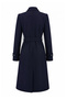 Shirt Collar Belted Navy Blue Trench Coat 13751 - 5