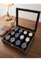 12-Piece Leather Covered Wooden Watch and Jewelry Organizer Box, Storage Box - 3