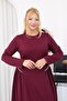 Plus Size Pleated Dress with Stone Detail in Modal Fabric - 8