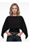 Women's Asymmetrical Poncho Cape Detailed Viscose Blouse Black - 5