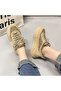 Women's Brown Monogram Platform Lace-Up Sneakers - 7