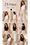 Women's Round Neck Ribbed 2-Piece Black-White Basic Undershirt 001 - 2