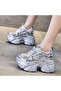 Women's Silver Cutout Platform Sneakers