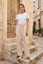 Pleated Front Belted Waist Dubai Pants 318 Stone - 3