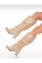 Pusi Bej Patent Leather Bellows Ankle Boots - 5