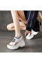 Women's White Floral Platform Sandals - 5