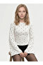Women's Fabric Ruffle Detail Wide Sleeve Blouse Polka Dot White - 2