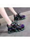 Women's Green Colorblock Chunky Sneakers - 3