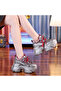 Women's Metallic Platform Lace-Up Sneakers - 3