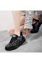 Women's Black Leopard Lace-Up Sneakers - 6