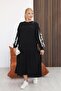 Plus Size Modal Fabric Dress with Bow Detail on the Sleeves - 2