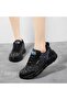Women's Black Leopard Lace-Up Sneakers