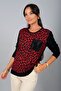 Women's Leopard Patterned Round Neck Long Sleeve Blouse