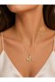 Elegant Gold Color Steel Necklace with Stainless Steel and Pearl Stone Butterfly Detail