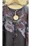Italian Linen Dress Floral Pattern Long Sleeves - 2