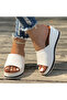 Women's White Wedge Sandals - 3