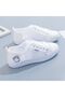 Women's White Floral Canvas Lace-Up Sneakers - 3