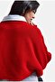 Women's Red W6-19 Oversize One-Piece Shirt Collar Detailed Design Knitwear Sweater - 4
