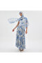 Elastic Waist, Water Wave Pattern, Pleated Maxi Skirt