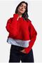 Women's Red W6-19 Oversize One-Piece Shirt Collar Detailed Design Knitwear Sweater - 2