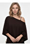 Women's Poncho Soft and Flexible Fabric Off-Shoulder Blouse Brown - 5
