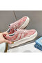 Women's Pink Floral Canvas Chunky Lace-Up Sneakers - 5