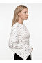 Women's Fabric Ruffle Detail Wide Sleeve Blouse Polka Dot White - 6