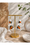 Pumpkin Snake Earrings Handmade Halloween Halloween Themed Women's Earrings Special Design Snake Figured Jewelry Accessory - 4