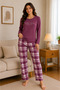 Women's Waffle Textured Long Sleeve Pajama Set