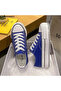 Women's Blue Canvas Lace-Up Sneakers - 4