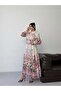 Women's Ecru Pera Linen Floral Patterned Belted Maxi Shirt Dress Jen2668 - 3