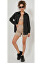 Women's Oversize Striped Poplin Black Shirt - 2