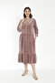 Women's Buttoned Cotton Blend Velvet Dress / Dusty Rose 3852 - 4