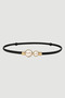 Adjustable Thin Belt with Pearl Buckle - Black