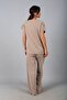Women's V-Neck Side Gold Buttoned Slit Blouse Elastic Waist Pocketed Wide Leg Pants Lyocell 2-Piece Set - 4