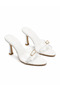 Grace White Transparent Banded Patent Leather Heeled Slippers - 2