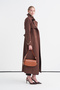 Chain Accessory Detailed Belted Brown Trench Coat 13560 - 4