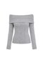 1040 Women's Madonna Collar Ribbed Long Sleeve Knit Sweater Gray - 2