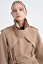 Wide Collar Belted Mink Trench Coat 13820 - 3