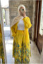 Women's Rose Patterned Hijab Two-Piece Set – Long Shirt Tunic and Wide-Leg Pants Set
